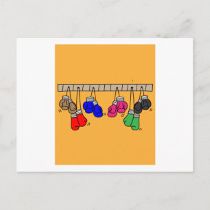 Boxing Female Boxer Retro Boxing Handskar Vykort