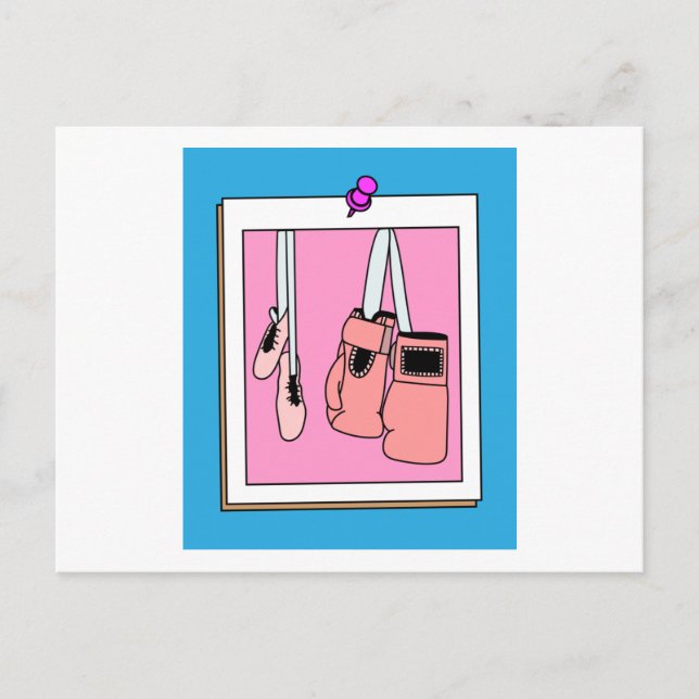 Boxing Female Boxer Retro Boxing Handskar Vykort (Framsida)