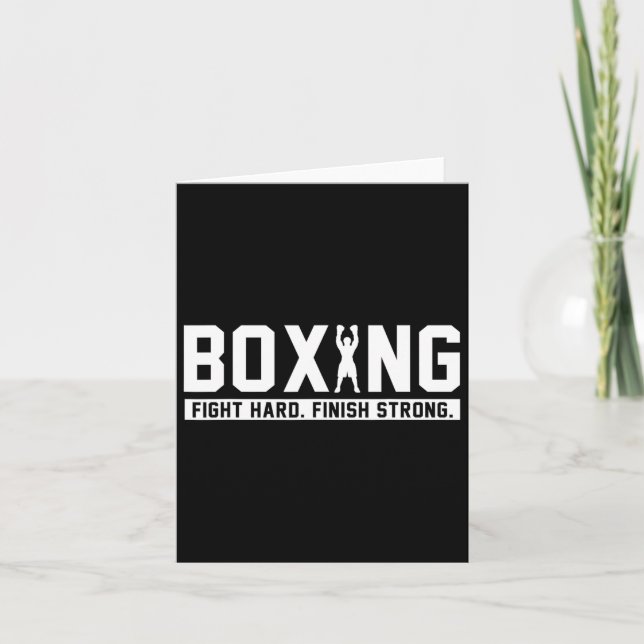 Boxing Fight Hard Avsluta Strong Boxing Quote Gift Kort (Framsida)
