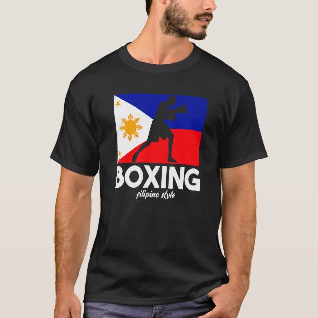Boxing Filipino Stil Philippine Flagga Boxing Fili T Shirt (Framsida)
