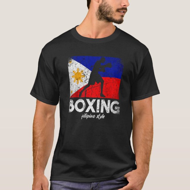 Boxing Filipino Stil Philippine Flagga Boxing Fili T Shirt (Framsida)