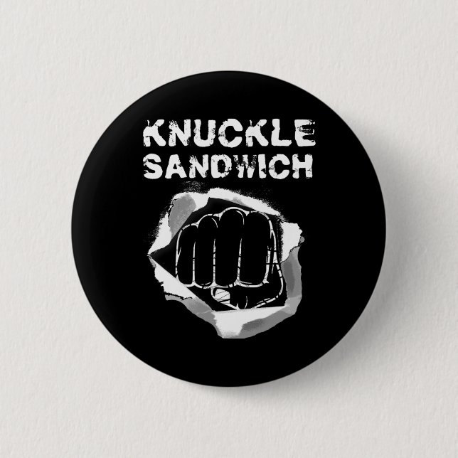 Boxing Fist Slå Knuckle Sandwich Boxer Fighter Knapp (Framsida)