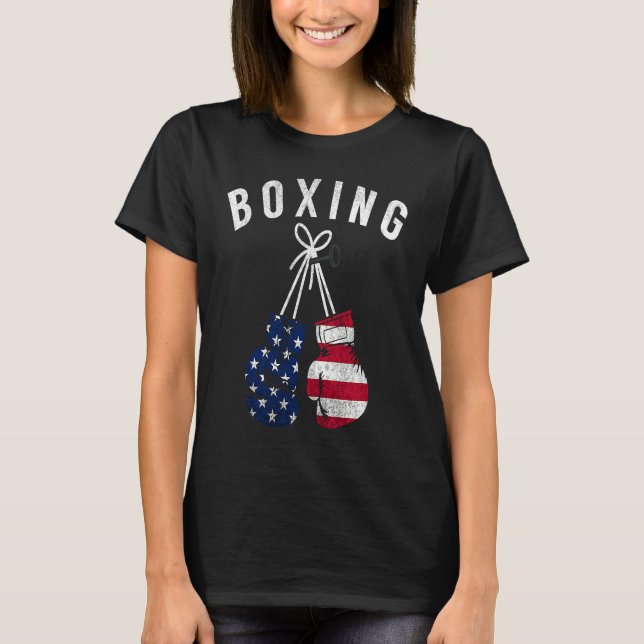 Boxing  For Him Dad Men Box Gloves American Flag U T Shirt (Framsida)