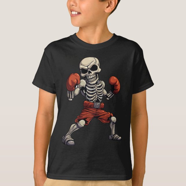 Boxing för Kickboxing Skeleton Funny Kickboxer T Shirt (Framsida)