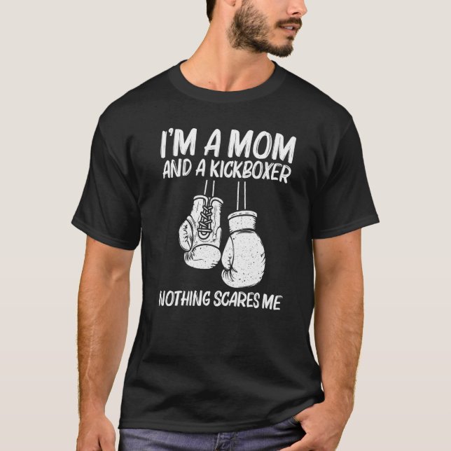 Boxing For Mom Mama Kickboxing Coach Boxer Gloves T Shirt (Framsida)