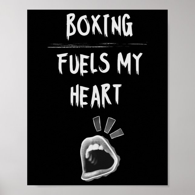 Boxing Fuels My Heart Slående Bag Handskar Workout Poster (Framsidan)