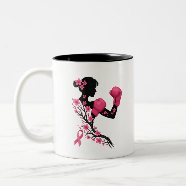 Boxing Girl Breast Cancer Awareness Mugg (Vänster)