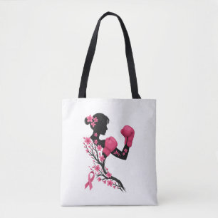 Boxing Girl Breast Cancer Awareness Tote Bag Tygkasse
