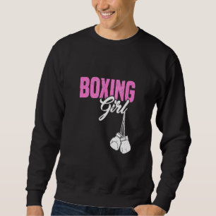 Boxing Girl Health Fitness Workout Lifestyl Lång Ärmad Tröja