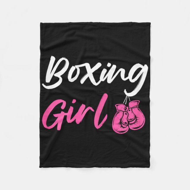 Boxing Girl Kickboxer Fighter Fleecefilt (Framsidan)