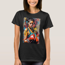 Boxing Girl Pop Art Fighter Martial Arts Porträtt T Shirt