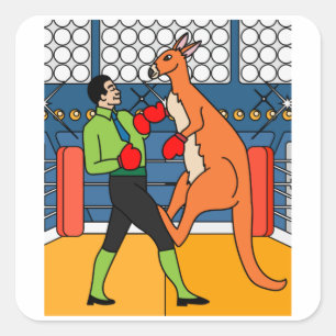 Boxing Glove Boxing Kangaroo Fighting Fyrkantigt Klistermärke