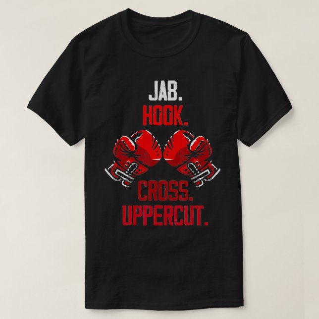 Boxing Glove Commands Jab Krok Kor Uppercuts T Shirt (Design framsida)