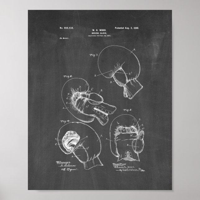 Boxing Glove Patent - Chalkboard Poster (Framsidan)