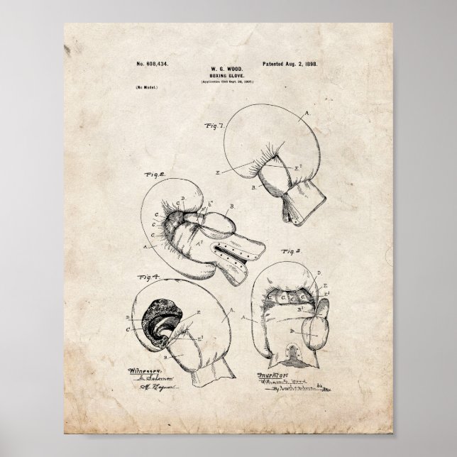 Boxing Glove Patent - Gammalt utseende Poster (Framsidan)