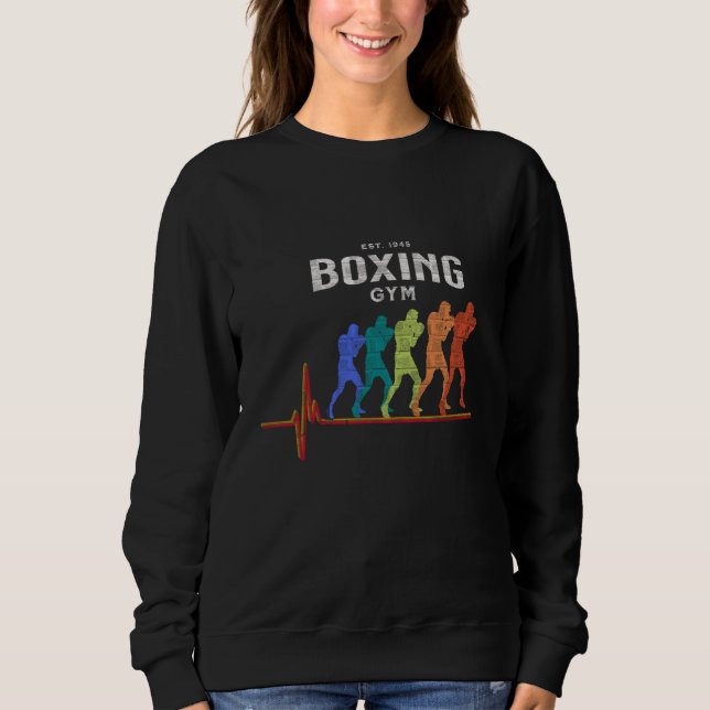 Boxing Gym 1945 Boxer Heartbeat Jab Cross Hook Upp T Shirt (Framsida)