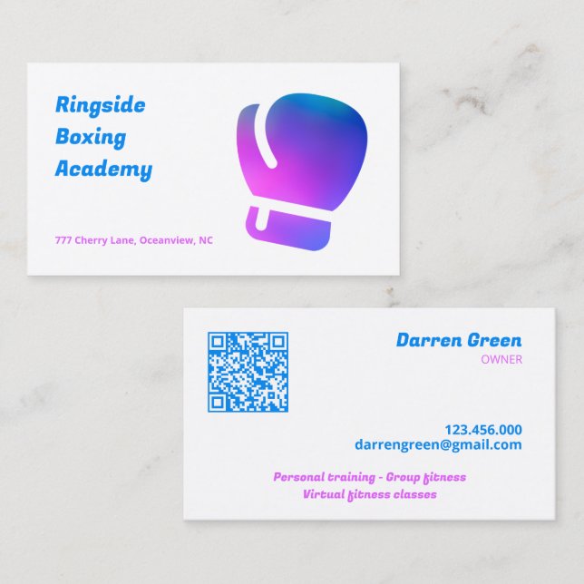 Boxing Gym QR Visitkort (Fram/baksida)