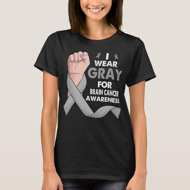 Boxing Hand I Bära grått for BRAIN CANCER Awarenes T Shirt (Framsida)