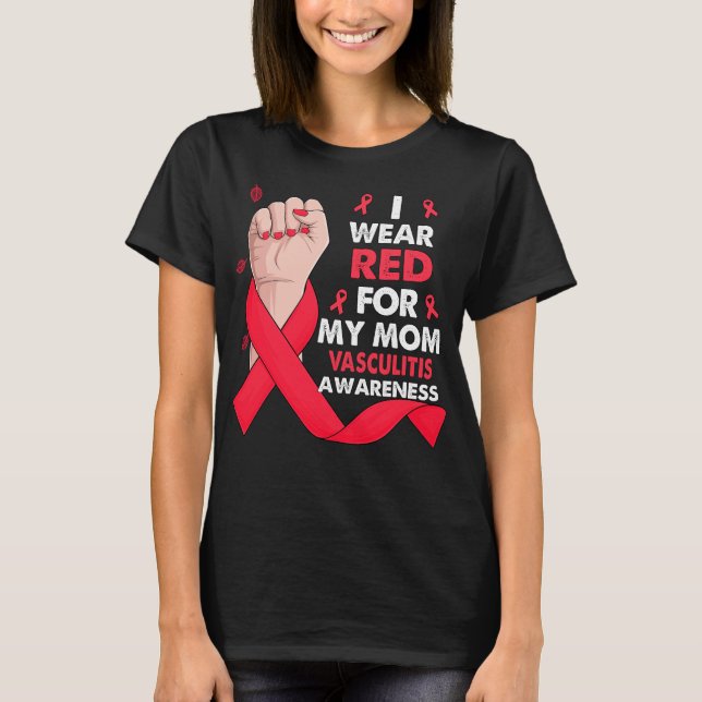 Boxing Hand I Bära Red for My Mamma VASCULITIS T Shirt (Framsida)