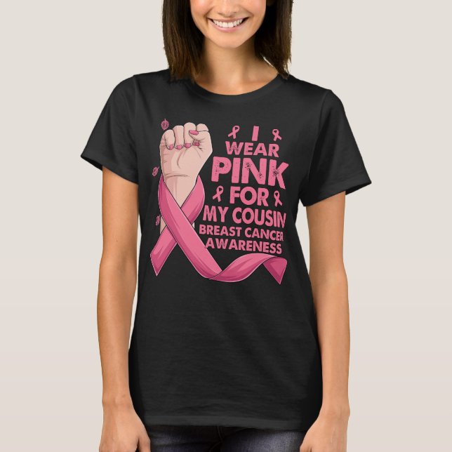 Boxing Hand I Bära Rosa för min kusin Breast T Shirt (Framsida)