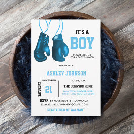 Boxing-handskar Blue Baby Shower-inbjudningar Inbjudningar