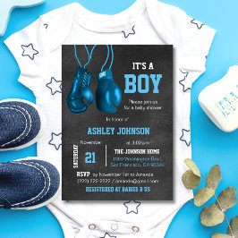 Boxing-handskar Blue Baby Shower-inbjudningar Inbjudningar