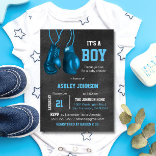 Boxing-handskar Blue Baby Shower-inbjudningar Inbjudningar