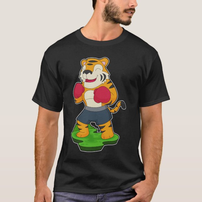 Boxing-handskar för Tiger Boxer Boxing T Shirt (Framsida)