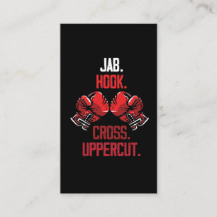 Boxing-handskar, kommandon Jab Krok Kor Uppercut Visitkort