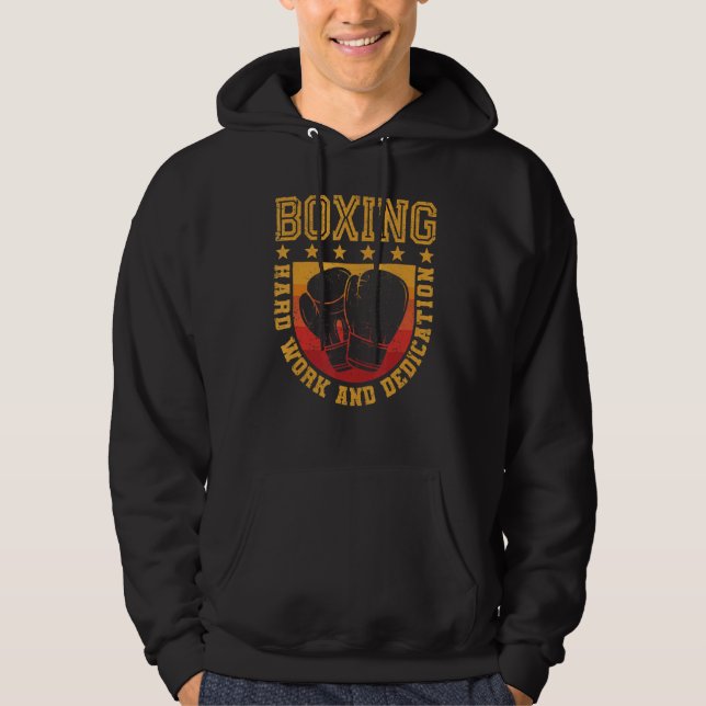 Boxing Hard Work and Dedicing Kickboxing Gym Bo Hoodie (Framsida)