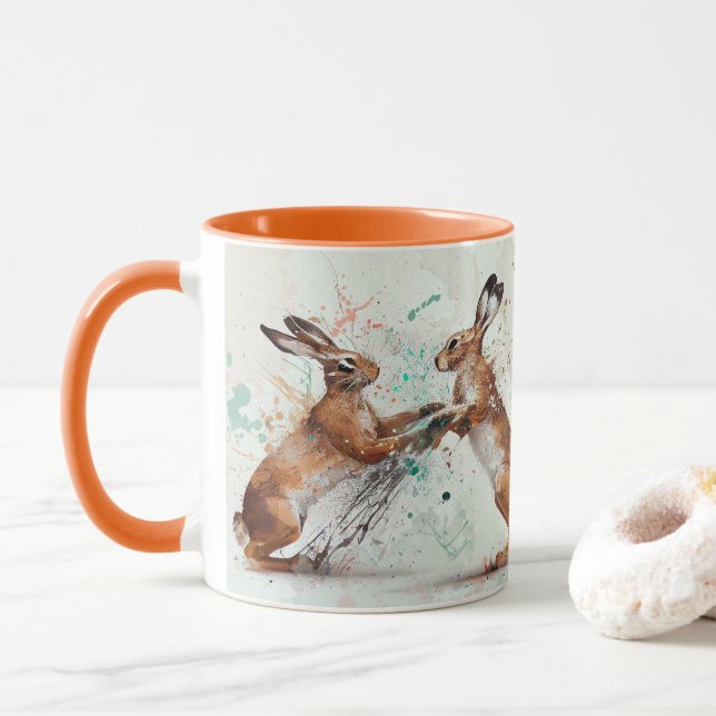 Boxing Hares Mugg (Med munk)