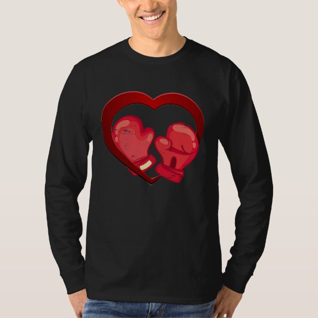 Boxing Heart Valentine's Day Mens Womens Teen Boys T Shirt (Framsida)
