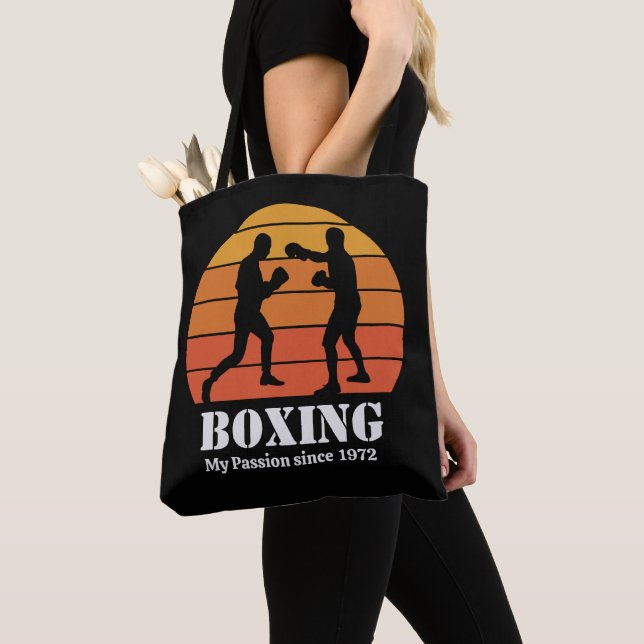 Boxing Hobby Retro Sunset Personalize Tygkasse (Närbild)