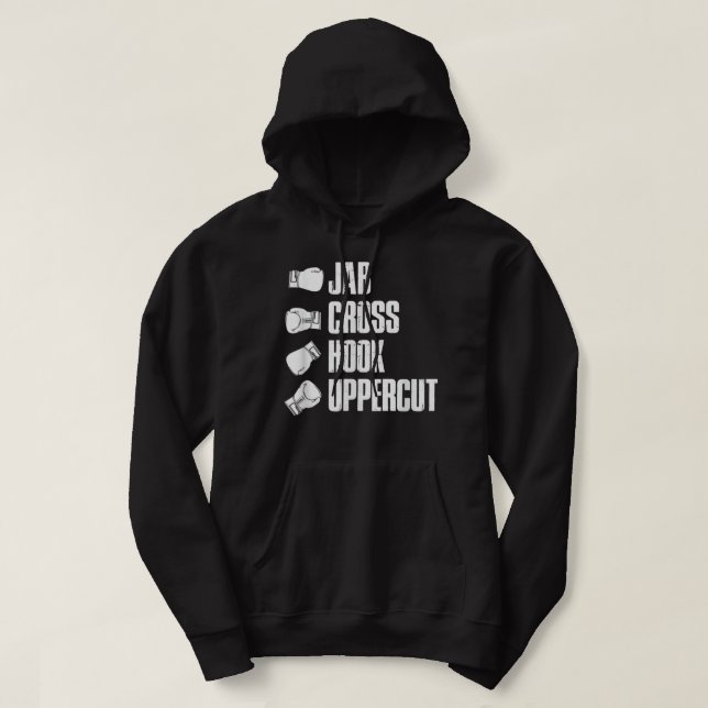 Boxing Jab Kor Krok Uppercut - Boxing Älskare Gift Hoodie (Design framsida)