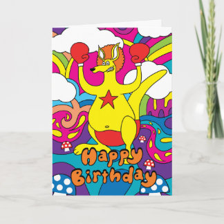 Boxing Kangaroo Birthday Kort