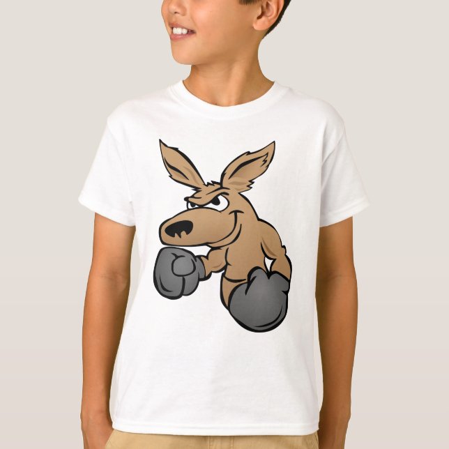 Boxing Kangaroo-Tecknad T Shirt (Framsida)