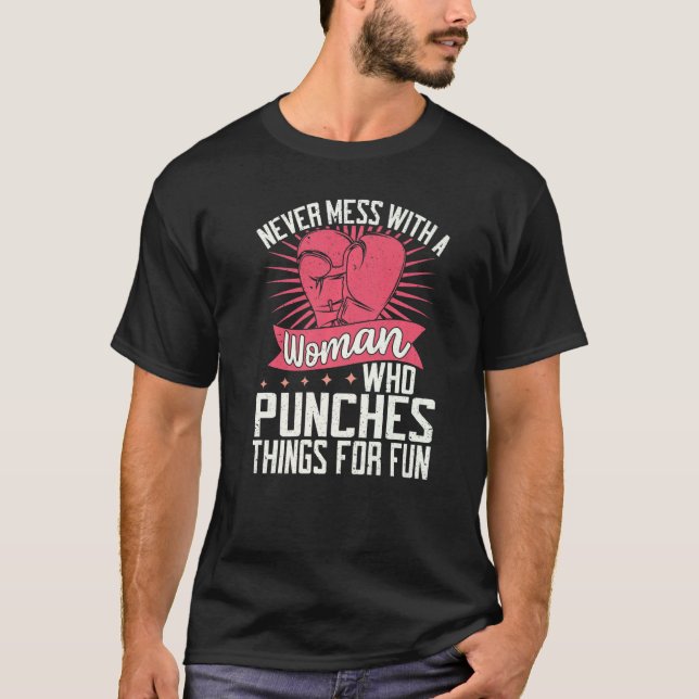 Boxing Kickboxing Women handskar Workout Kickboxer T Shirt (Framsida)