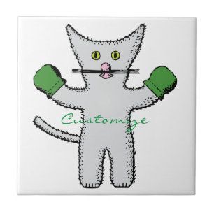 Boxing Kitten med Mittens Thunder_Cove Kakelplatta