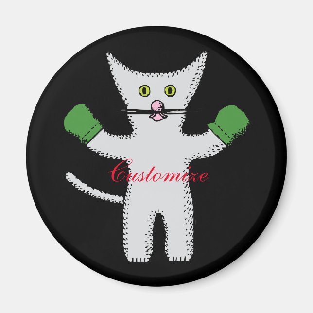 Boxing Kitten med Mittens Thunder_Cove Magnet (Framsidan)