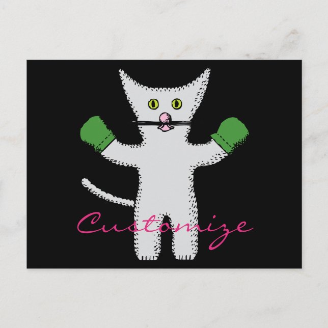 Boxing Kitten med Mittens Thunder_Cove Vykort (Framsida)