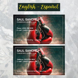 Boxing Klubb Bilingual Spanska Affärskortet Visitkort