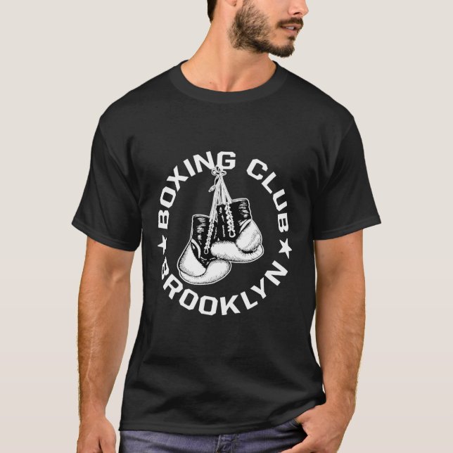 Boxing Klubb Brooklyn handskar grafik för boxing L T Shirt (Framsida)