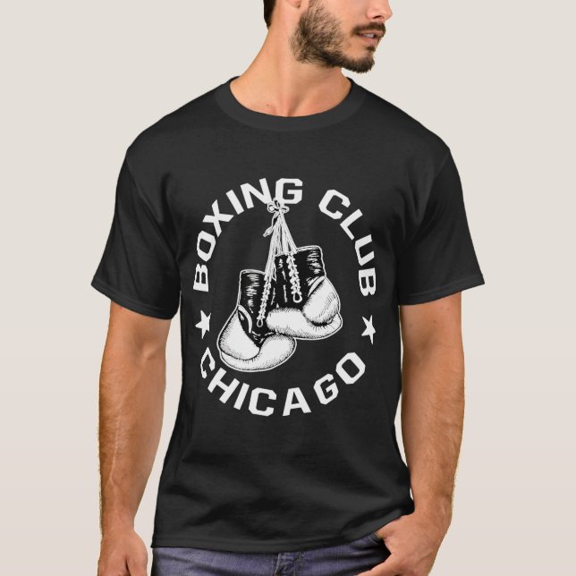 Boxing Klubb Chicago-handskar för Boxing Älskare T Shirt (Framsida)