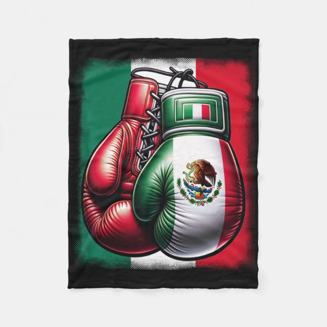 Boxing Mexico Funny Mexikansk Vintage Stil Boxing  Fleecefilt (Framsidan)