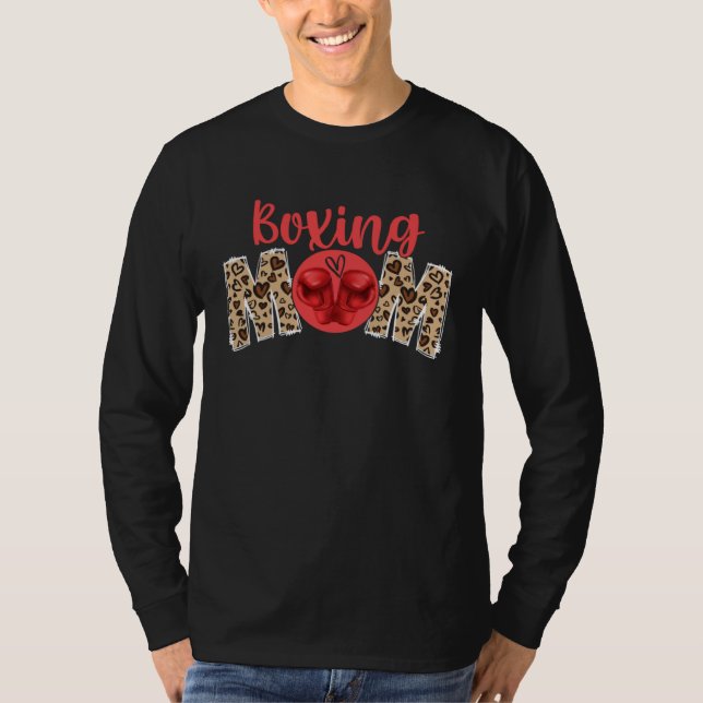 Boxing Mom Leopard Print Cute Mother s Day Sport T Shirt (Framsida)
