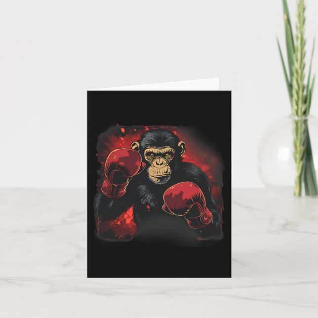 Boxing Monkey med Boxing Glove Kickboxing funny Kort (Framsida)