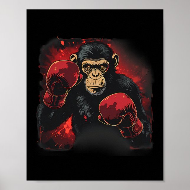 Boxing Monkey With Boxing Gloves Kickboxing Funny  Poster (Framsidan)