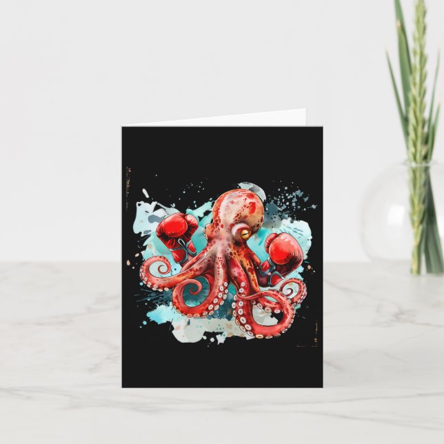 Boxing Octopus Älskare Ocean Sea CreatBoxer Kick Kort (Framsida)