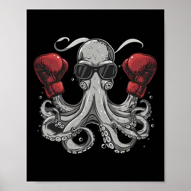Boxing Octopus Älskare Ocean Sea CreatBoxer Kick Poster (Framsidan)