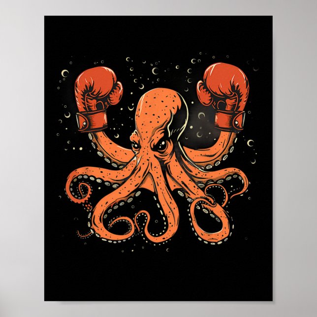 Boxing Octopus Älskare Ocean Sea CreatBoxer Kick Poster (Framsidan)